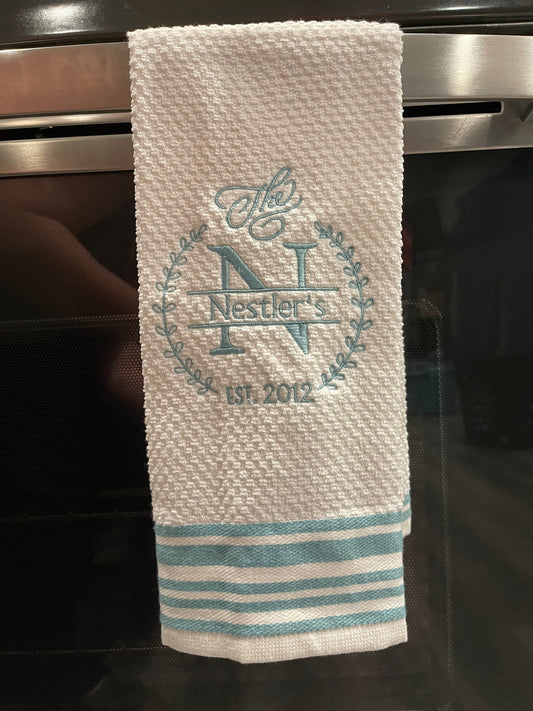 Personalized Family/Est Kitchen Hand Towel- Set of 2